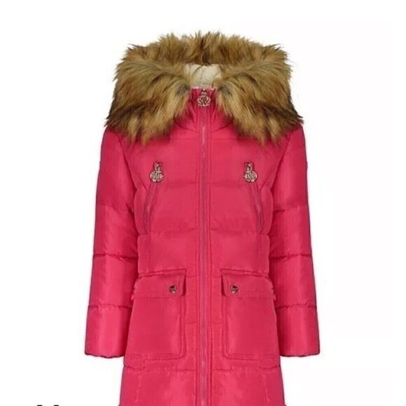 New DKNY Big Girls Long Puffer Jacket Fuschia size 16 - Picture 1 of 15